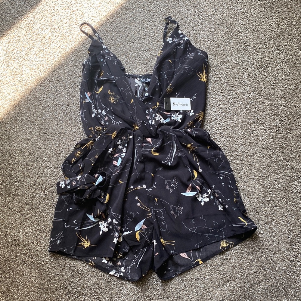 Black floral romper